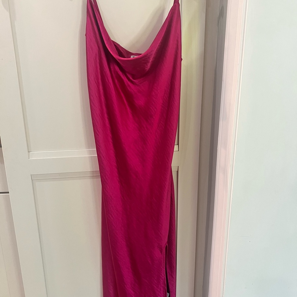 Pink Slip Dress Cowl Neck Backless
